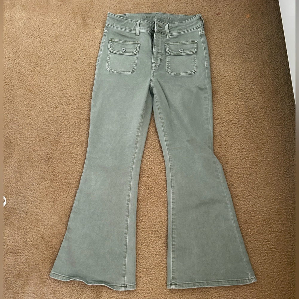 Green Flare Jeans